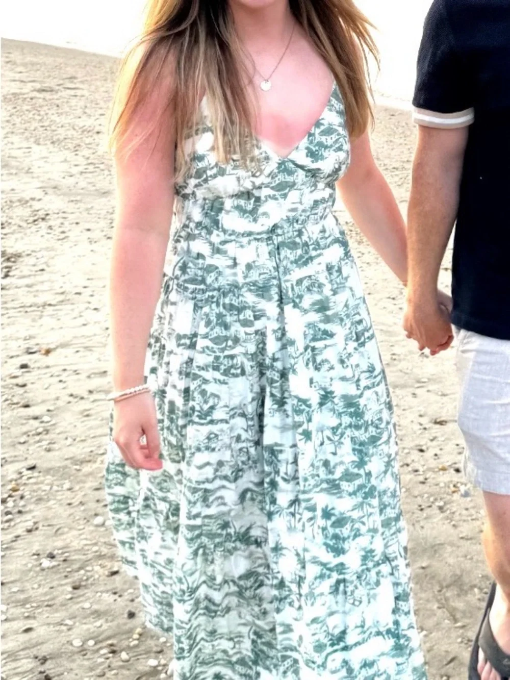 Abercrombie & Fitch White and Green Botanical Maxi Dress